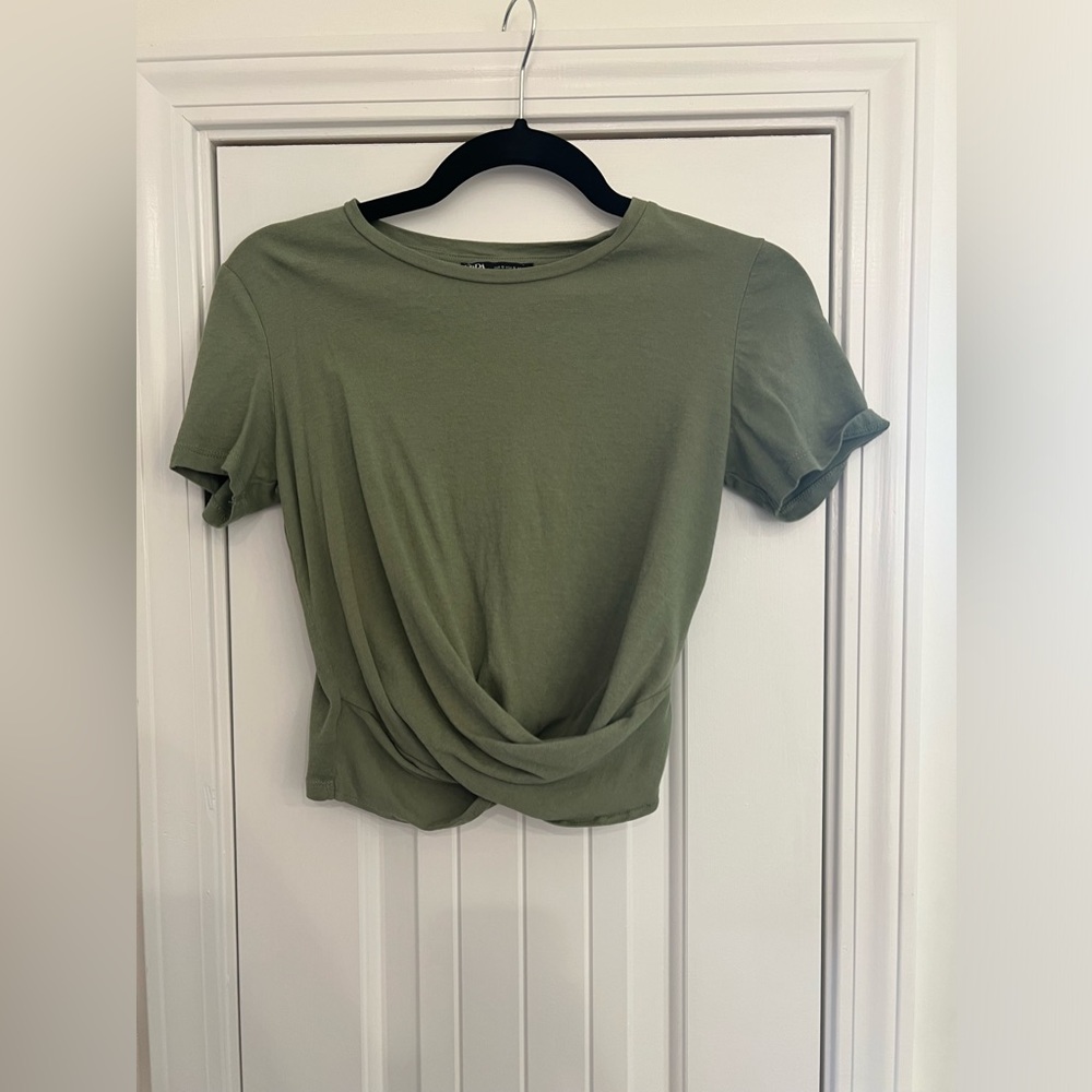 Zara green twisted front crop top
